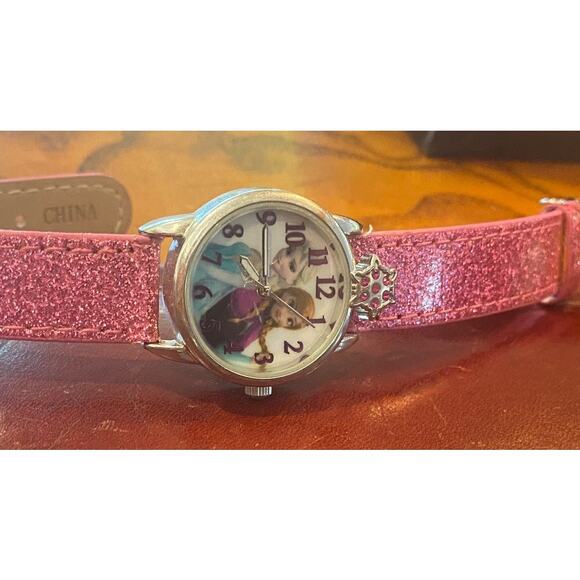 Girl's 26mmm Silver Tone Frozen Disney Watch,  Pink Glitter Band - Picture 2 of 3